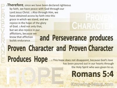 Romans 5:4  Perseverance Produces Character Which Produces Hope (brown)